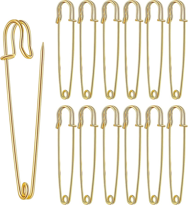 Urmspst Large Safety Pins Pack of 30 for Clothes, Leather, Canvas, Blankets, Crafts, Skirts, Kilts - Extra Large, Heavy Duty (Gold) - Image 1